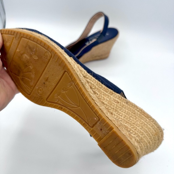 Viscata Women’s Blue Wedge Heel Slingback Sandals Navy Nautical Classic Size 42 - Picture 7 of 9